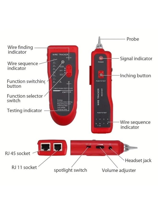 BEST ONE Wire Tester RJ45 RJ11 Cable Tracker Line Finder Multifunction Wire Tracker Ethernet LAN Network Cat5 Cat6 with Earphone for Cable Collation, Network Maintenance Collation, Telephone Line Test - Image 3